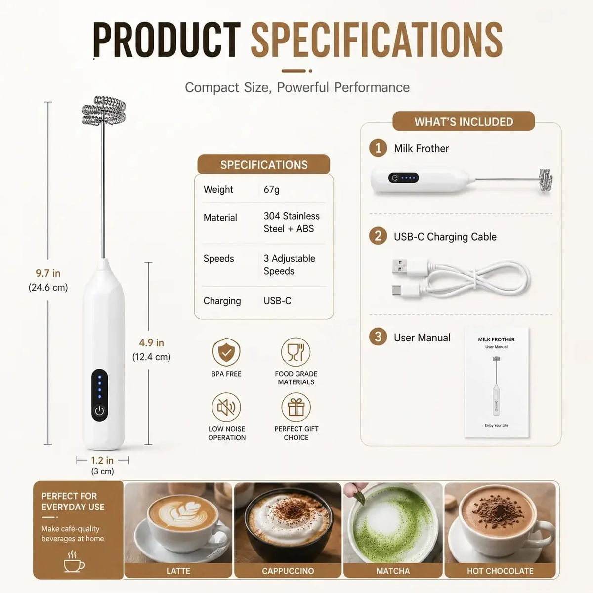 Purpose-Built Electric Milk Frother Handheld for Every – Electric Milk