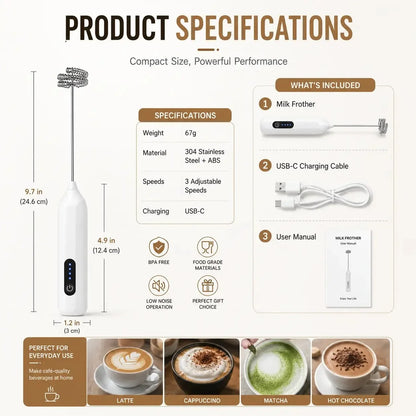 Purpose-Built Electric Milk Frother Handheld for Every – Electric Milk