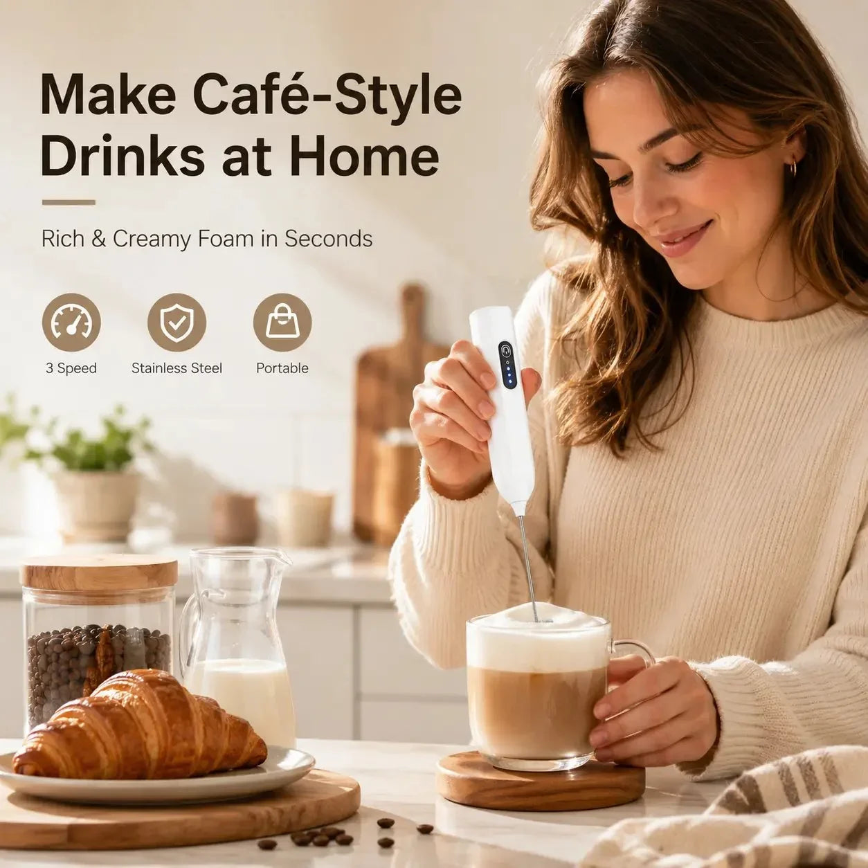 Purpose-Built Electric Milk Frother Handheld for Every – Electric Milk