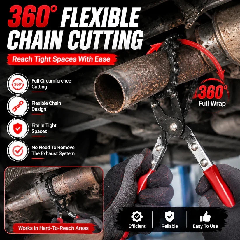 Workshop-Ready Chain Exhaust Pipe Cutter – Spark- 360° Manual Tube