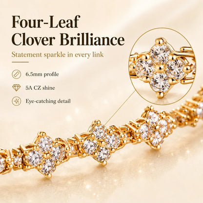 Distinctive Gold Tennis Bracelet 6.5mm – CZ Clover Design