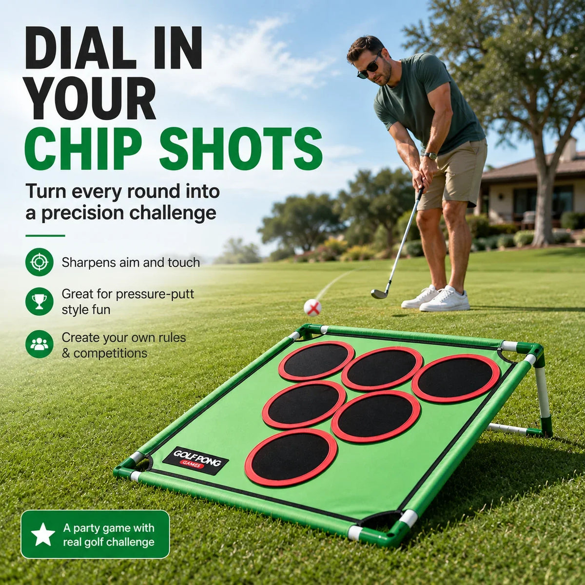 Hands-On Golf Pong Game Set – 20 Balls, Mat & Case