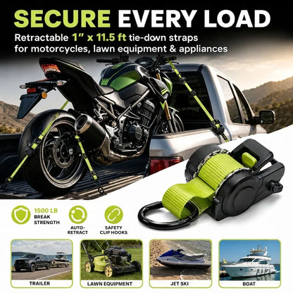 Purpose-Built Green Ratchet Straps 11.5ft – 1500LB Hold for Moves &
