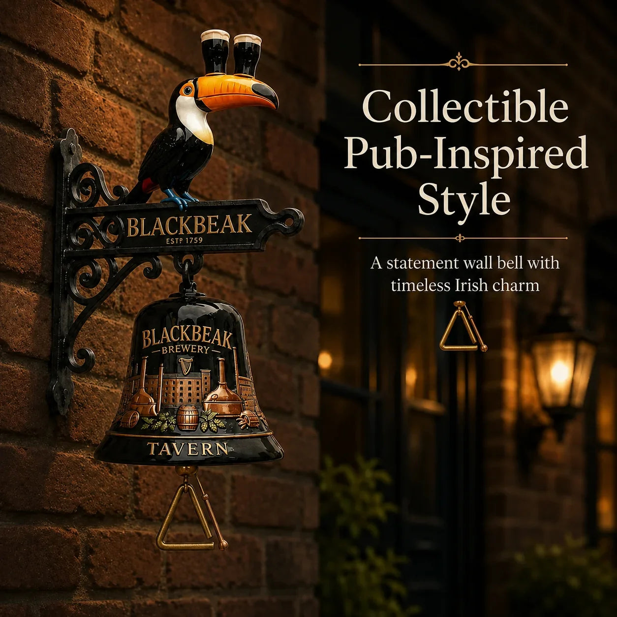 Purpose-Built Vintage Celtic Toucan Cast Iron Wall Bell – Classic