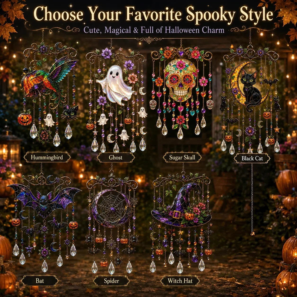 Outdoor Crystal Wind Chime – Colorful Acrylic Hanging Garden