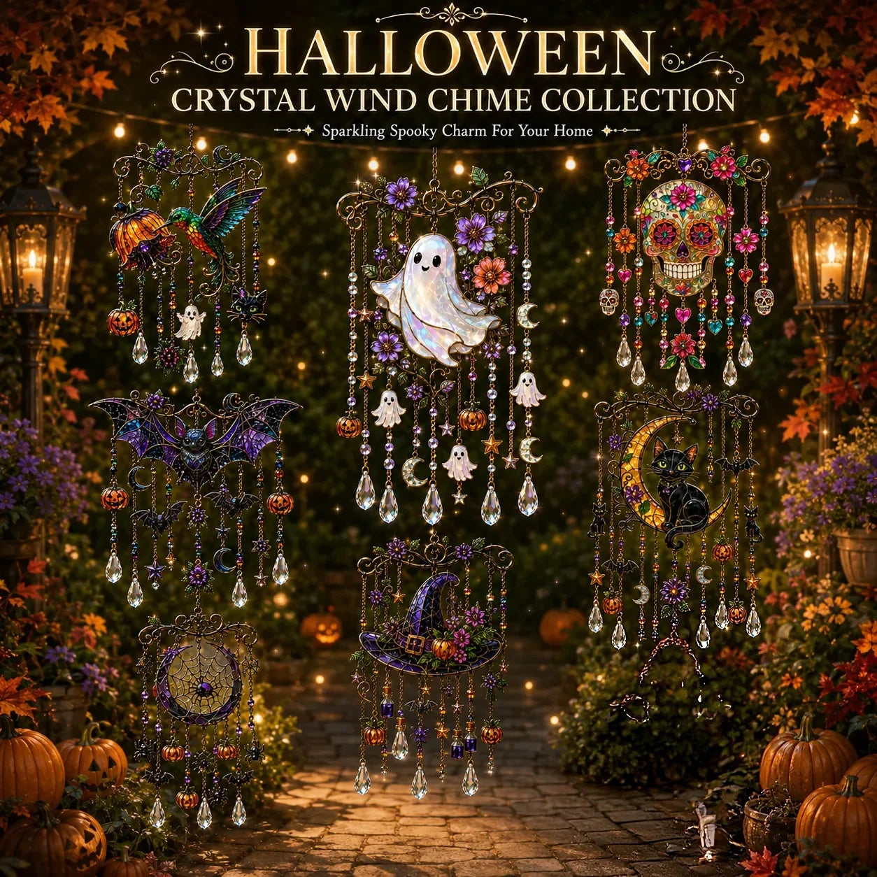 Outdoor Crystal Wind Chime – Colorful Acrylic Hanging Garden
