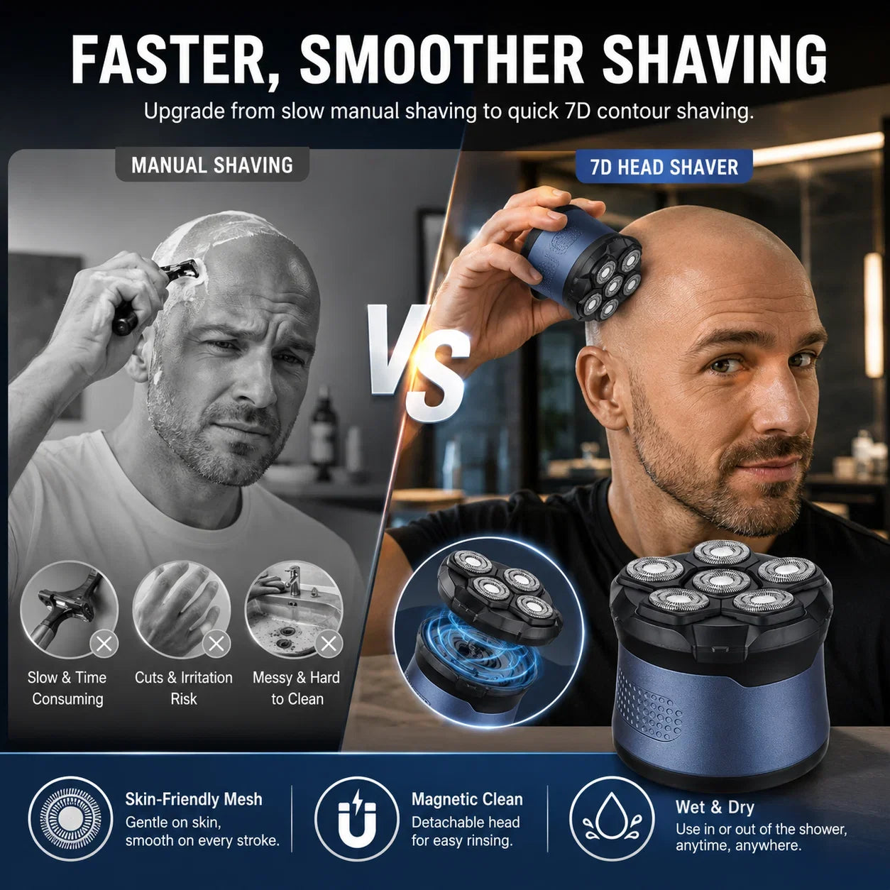 Purpose-Built Head Shavers for Bald Men, IPX7 Waterproo – Head Shavers