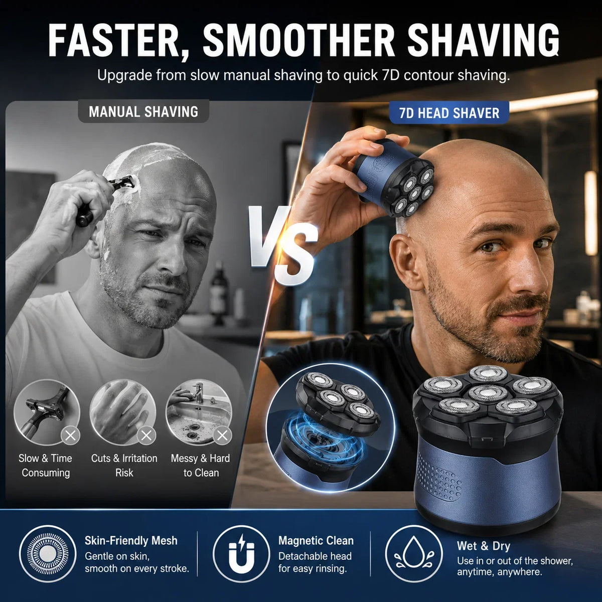 Purpose-Built Head Shavers for Bald Men, IPX7 Waterproo – Head Shavers
