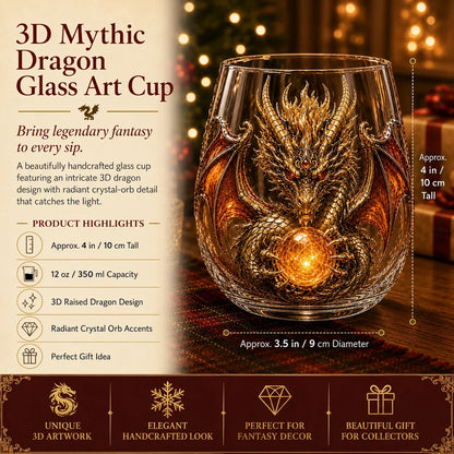 Purpose-Built 3D Mythic Dragon Glass Art Cup – Luxury Raised Fantasy