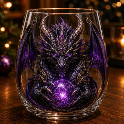 Purpose-Built 3D Mythic Dragon Glass Art Cup – Luxury Raised Fantasy