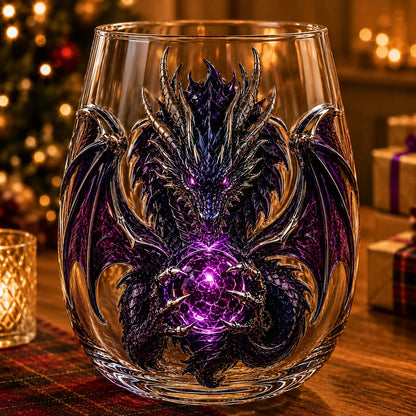 Purpose-Built 3D Mythic Dragon Glass Art Cup – Luxury Raised Fantasy