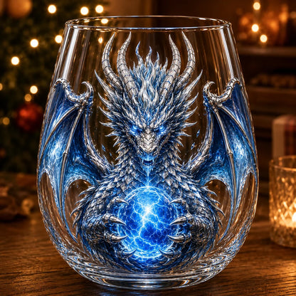 Purpose-Built 3D Mythic Dragon Glass Art Cup – Luxury Raised Fantasy