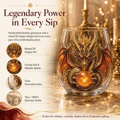 Purpose-Built 3D Mythic Dragon Glass Art Cup – Luxury Raised Fantasy