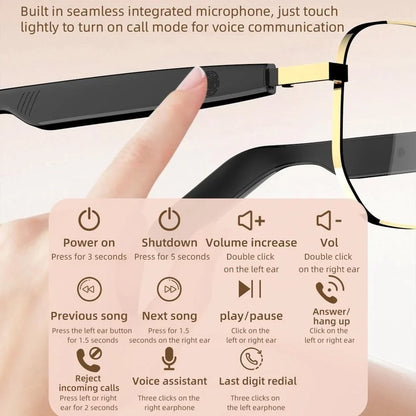 Open-Ear Bluetooth 5.4 Smart Glasses for Calls and Daily Audio