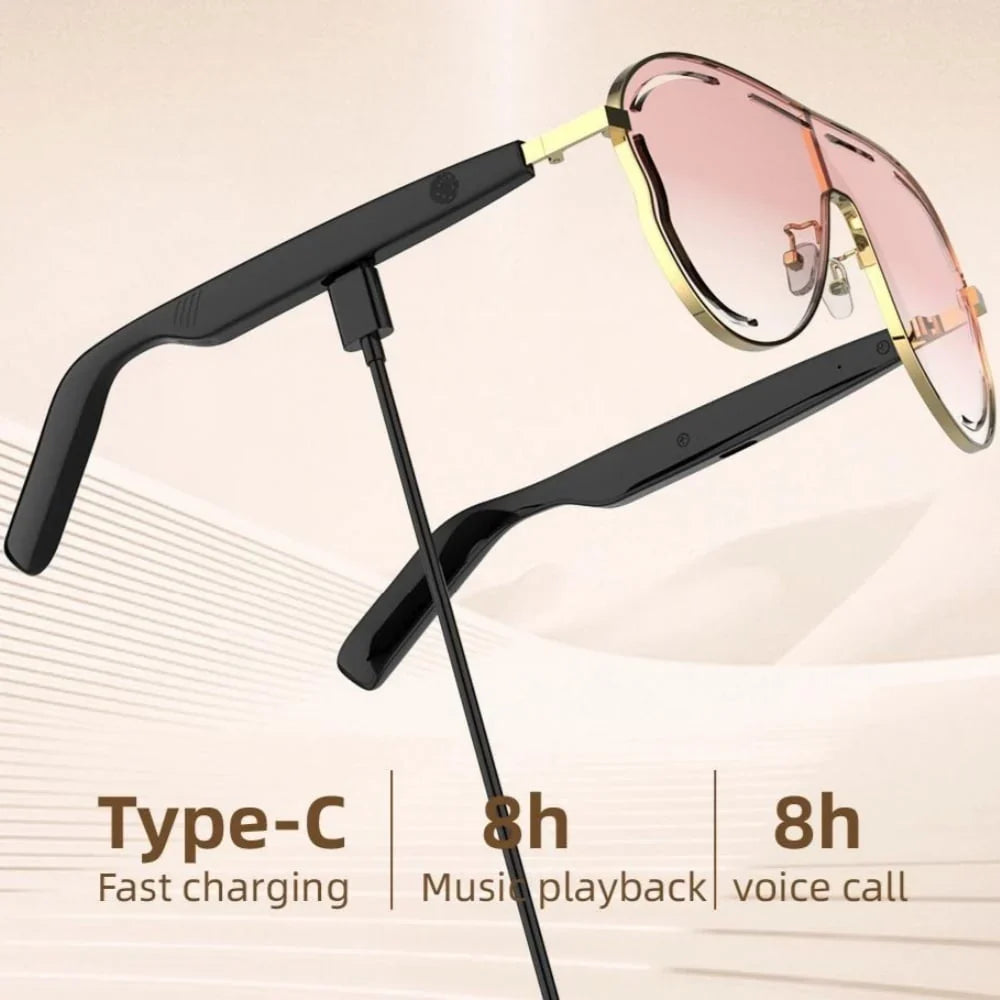Open-Ear Bluetooth 5.4 Smart Glasses for Calls and Daily Audio