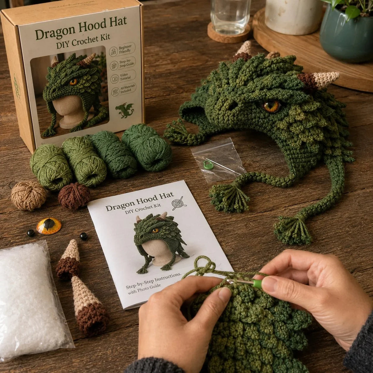 Make-Your-Own Crochet Dragon Hood for Fantasy Costumes