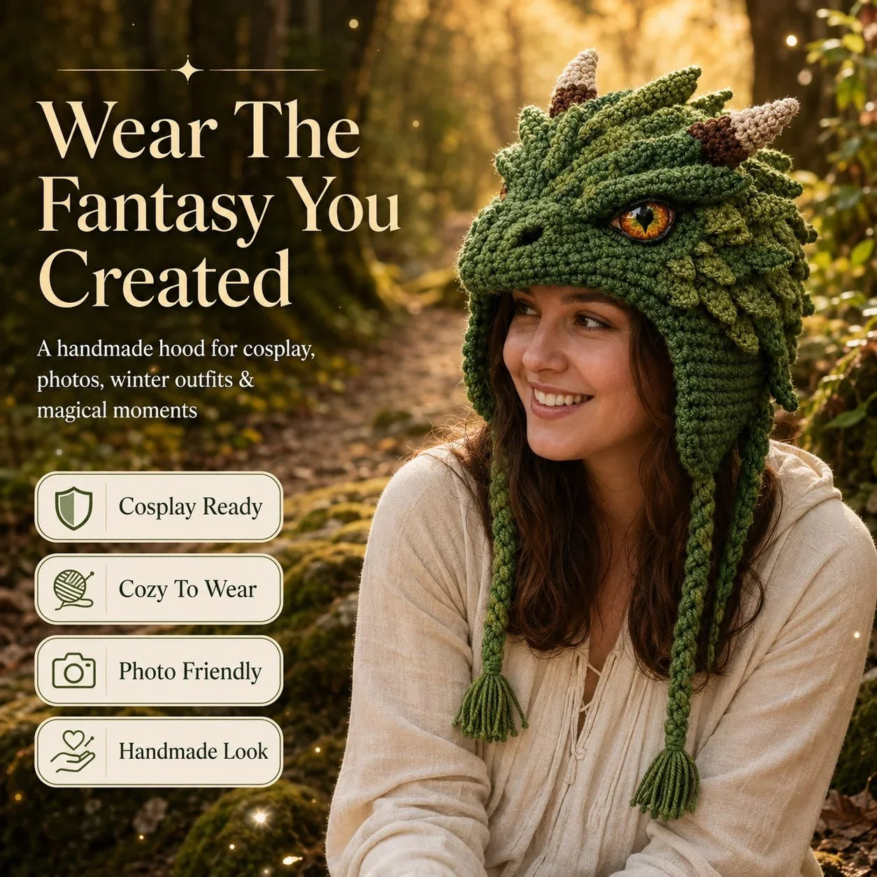 Make-Your-Own Crochet Dragon Hood for Fantasy Costumes