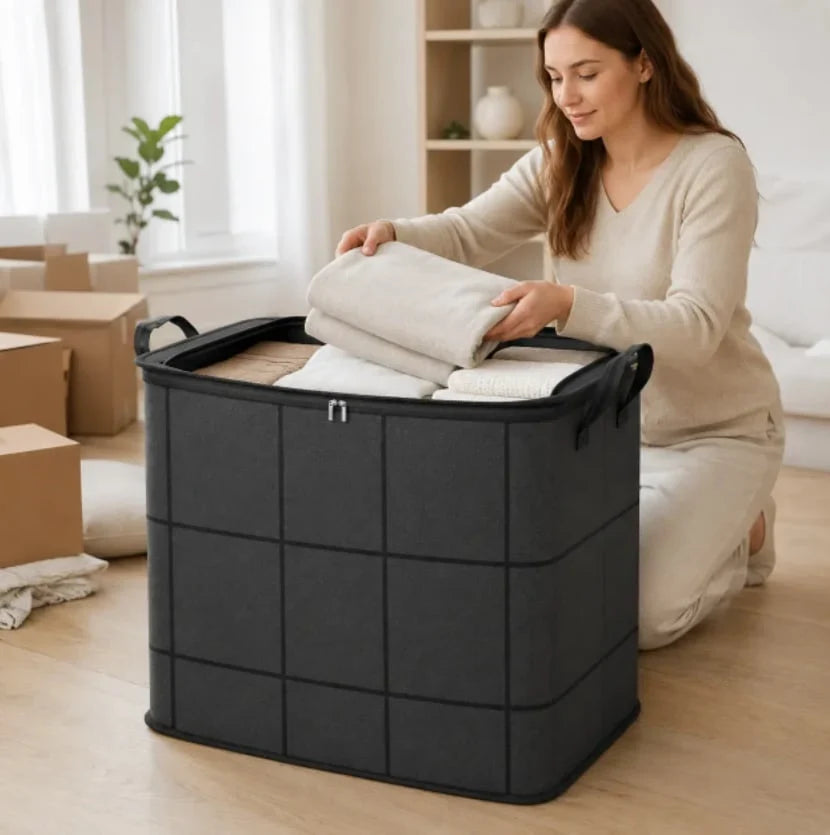 Large Zippered Moving and Storage Bin for Bedding and Sweaters