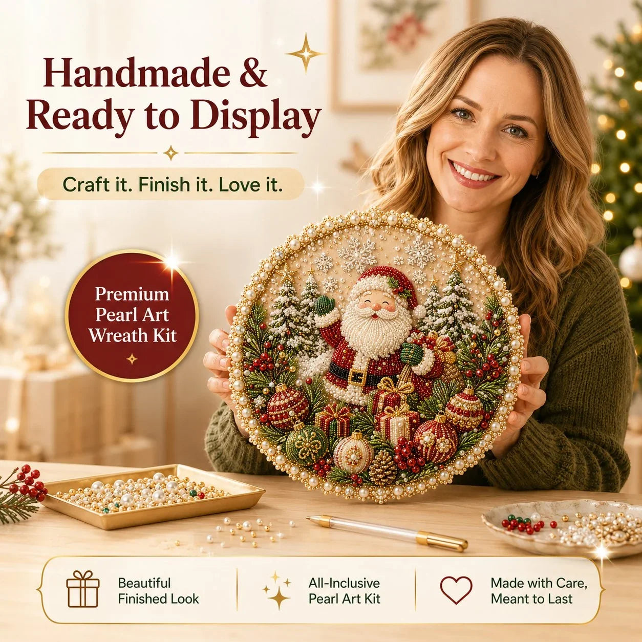 Four-Season Pearl Wreath Craft Set for Hanging Displays