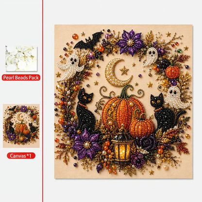 Spooky-Cute Halloween Mosaic Kit with Tiny Pearl Accents