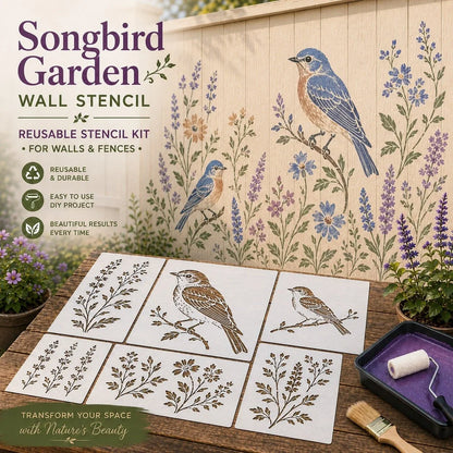 Outdoor Garden Bloom Wall Stencil Kit – DIY Garden Painting Templates