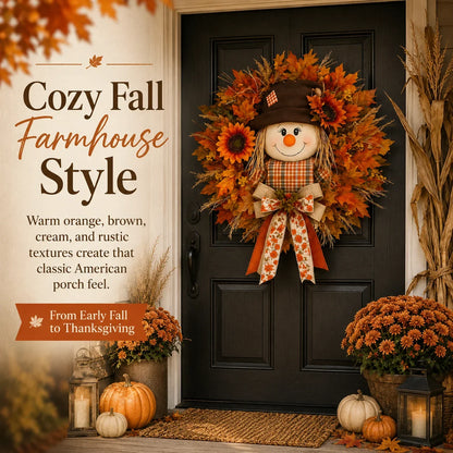 Vehicle-Ready Lighted Scarecrow Fall Wreath for Fr – Lighted Scarecrow