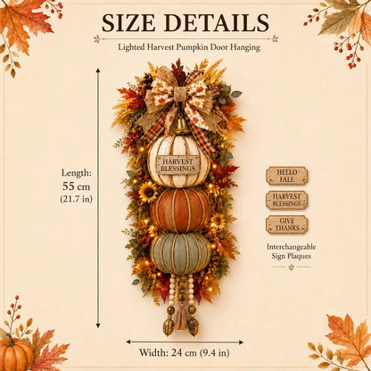 Three-Plaque Lighted Pumpkin Tower for Seasonal Door Displays