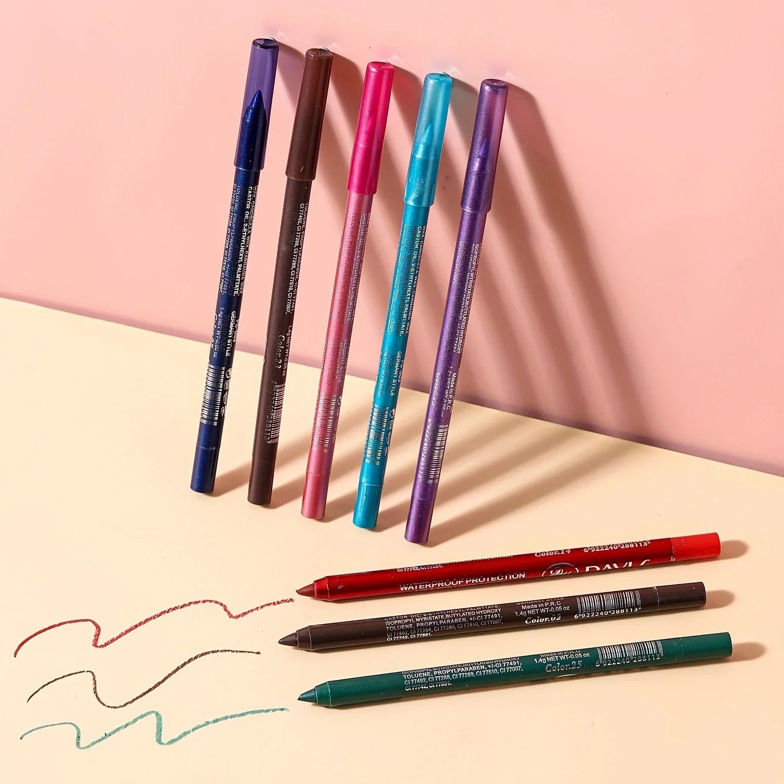 Fourteen Waterproof Eyeliners in Metallic and Shimmer Colors