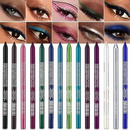Fourteen Waterproof Eyeliners in Metallic and Shimmer Colors