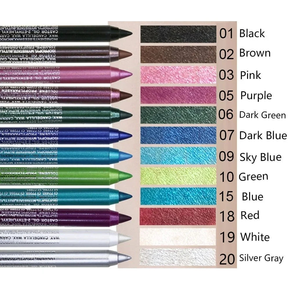 Fourteen Waterproof Eyeliners in Metallic and Shimmer Colors
