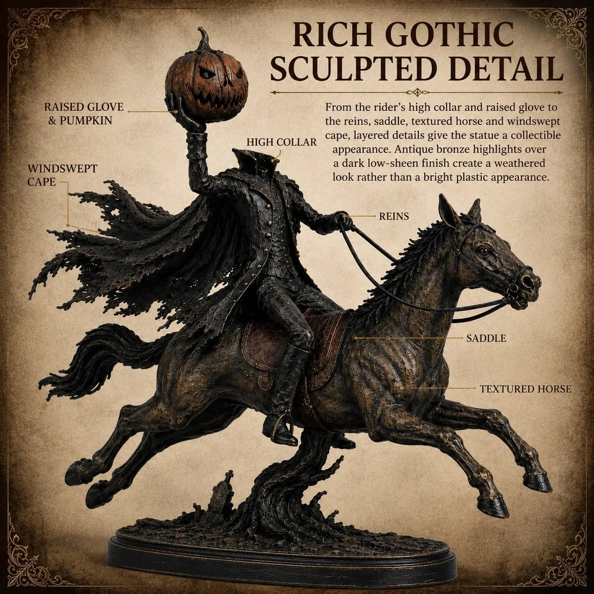 Midnight Chase Headless Horseman Display Statue