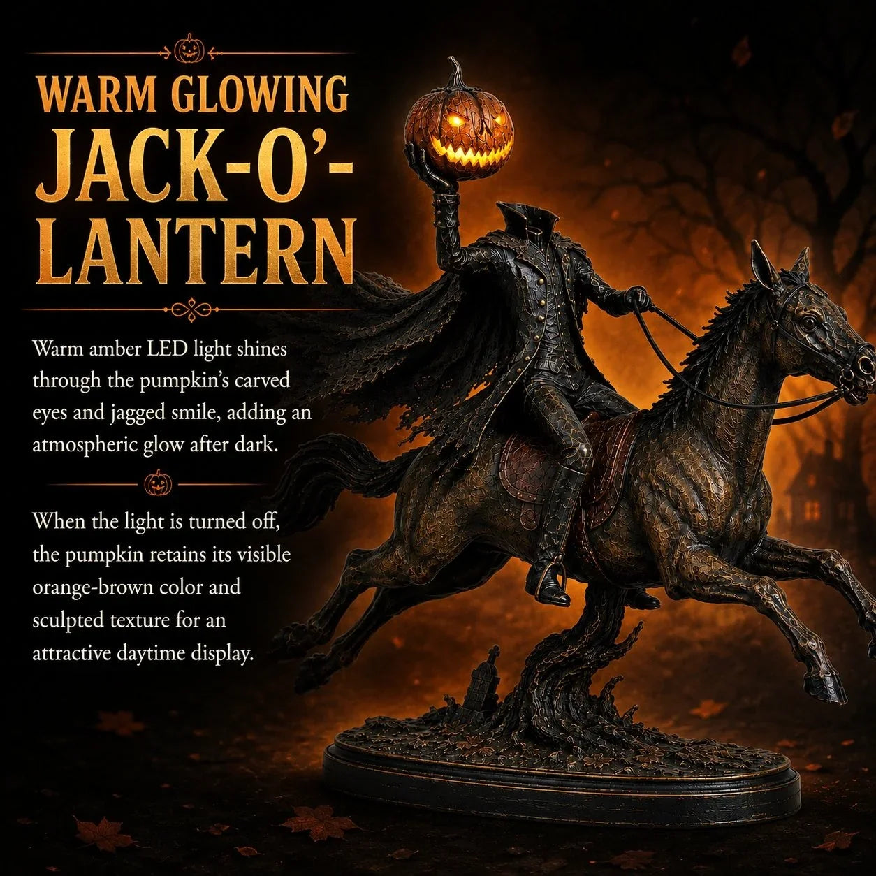Midnight Chase Headless Horseman Display Statue