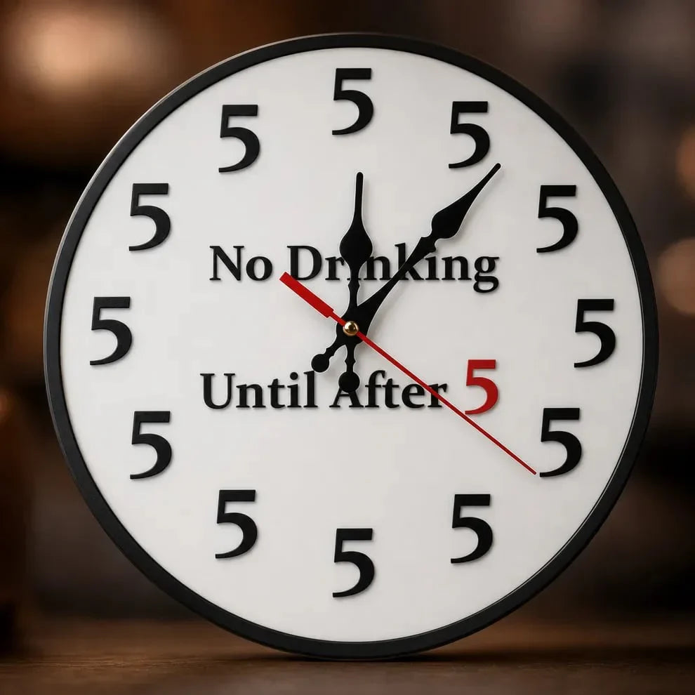 Purpose-Built Funny "No Drinking Until After 5" Round Wall – 49 Off