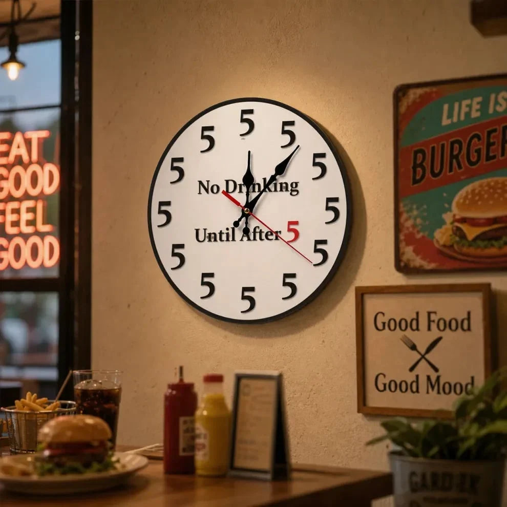 Purpose-Built Funny "No Drinking Until After 5" Round Wall – 49 Off