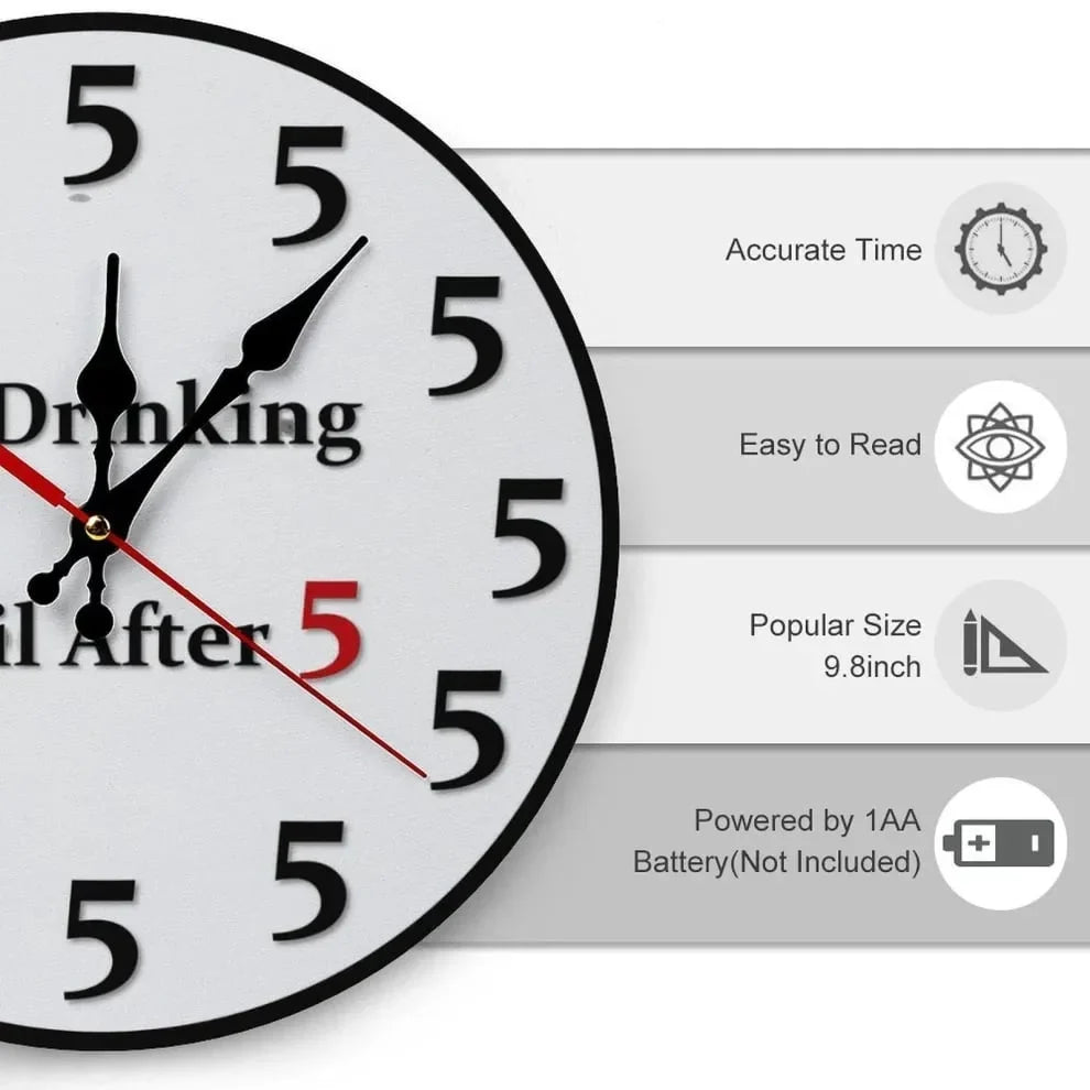 Purpose-Built Funny "No Drinking Until After 5" Round Wall – 49 Off