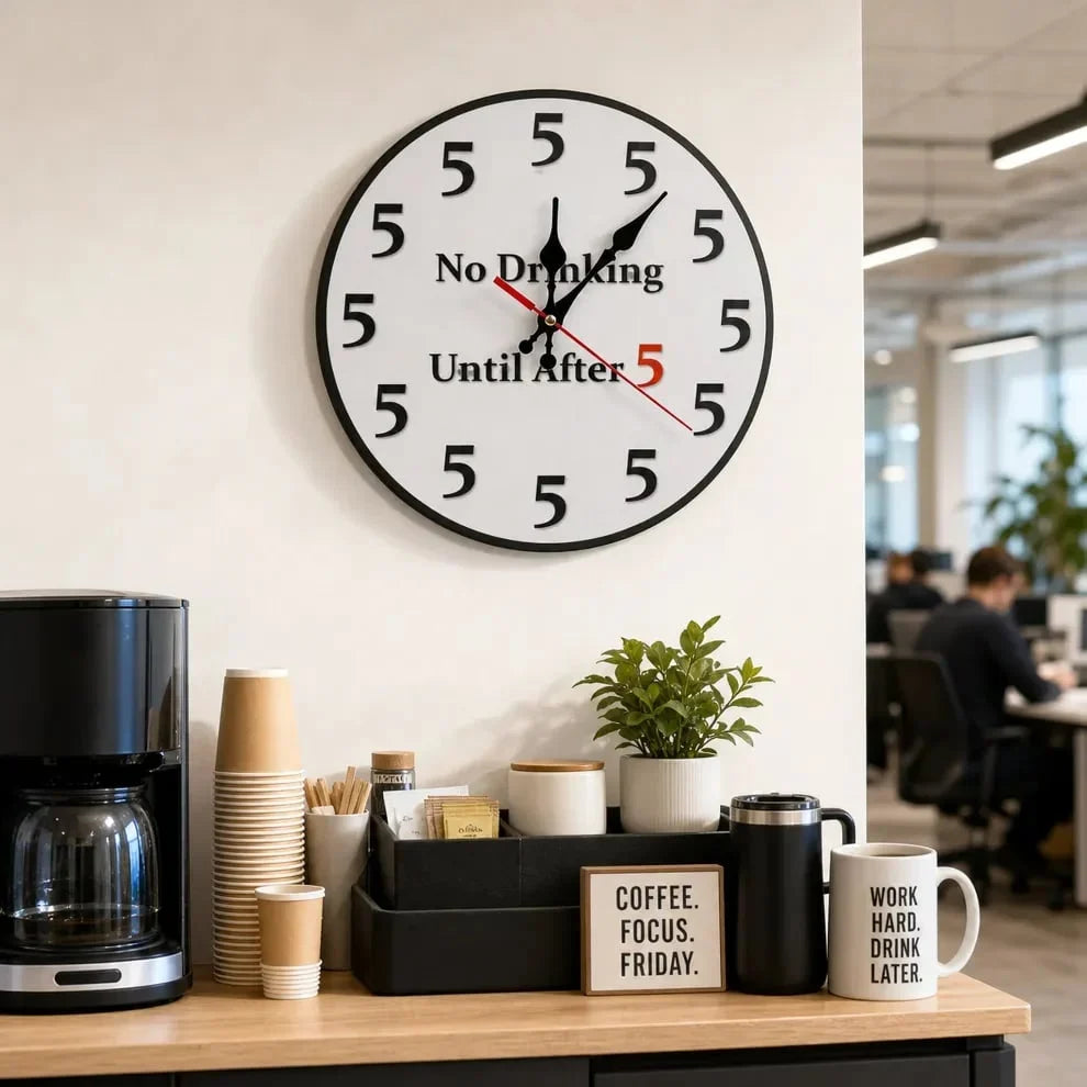 Purpose-Built Funny "No Drinking Until After 5" Round Wall – 49 Off
