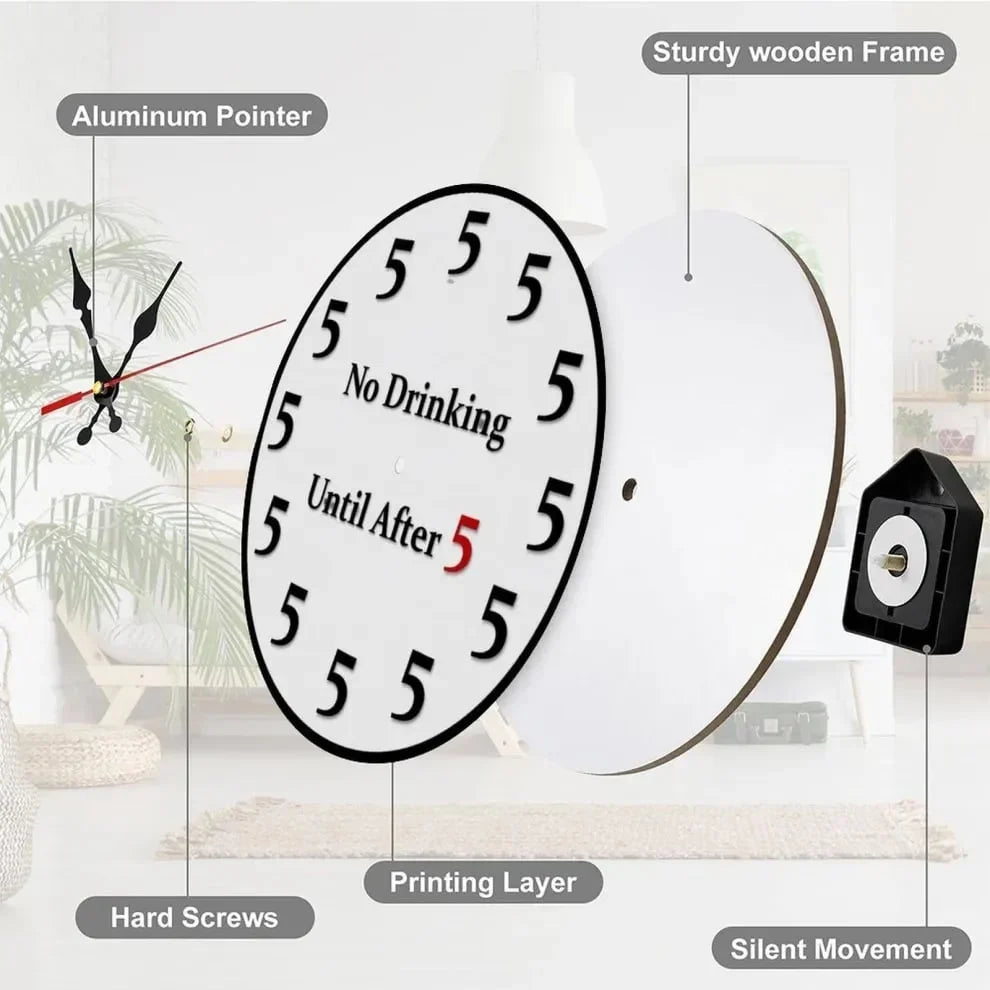 Purpose-Built Funny "No Drinking Until After 5" Round Wall – 49 Off