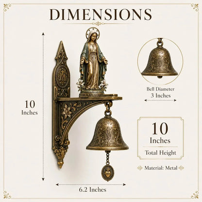 Bronze Marian Medal Bell for a Catholic Home or Garden