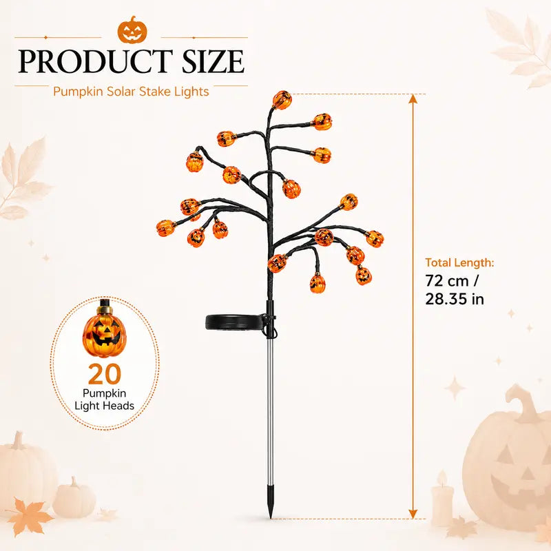 Four Solar Pumpkin Stakes for Lighting an Outdoor Halloween Display