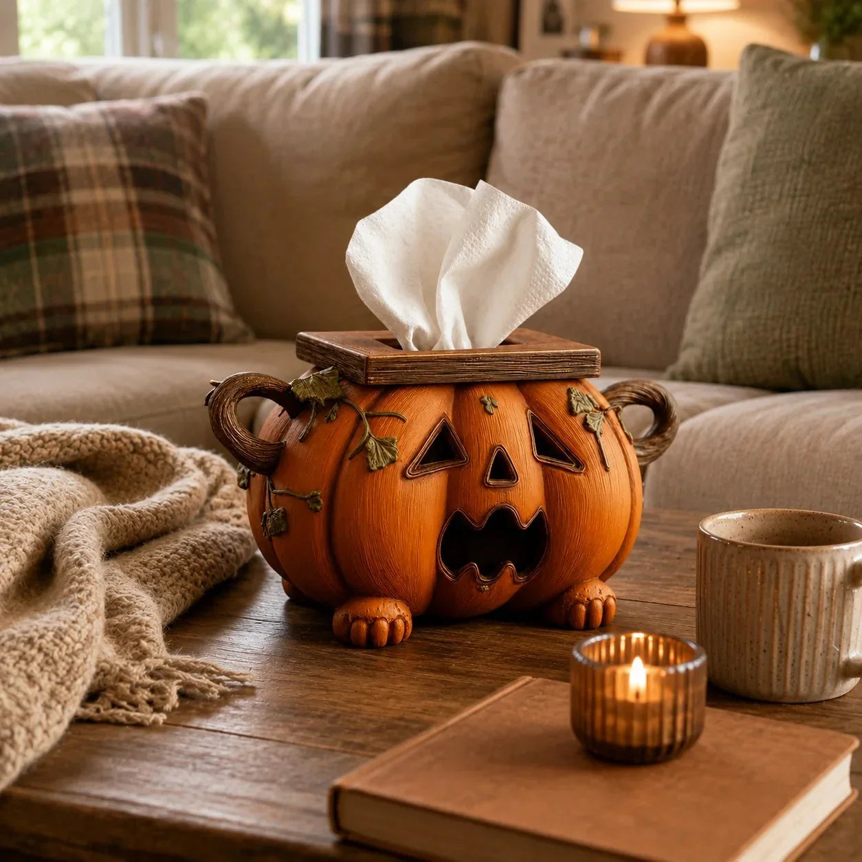 Purpose-Built Pumpkin Tissue Box Cover for Everyday Use