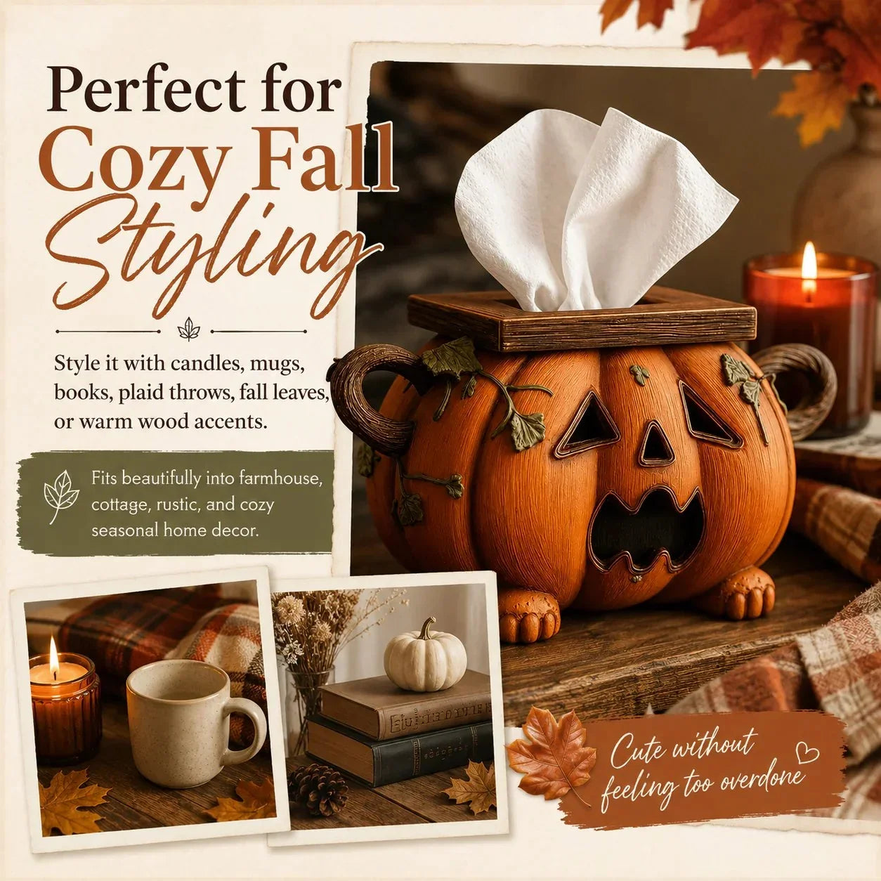 Purpose-Built Pumpkin Tissue Box Cover for Everyday Use