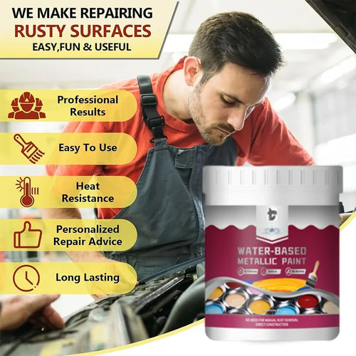 Purpose-Built Time- Rust Converter Metallic Paint – One coat stops
