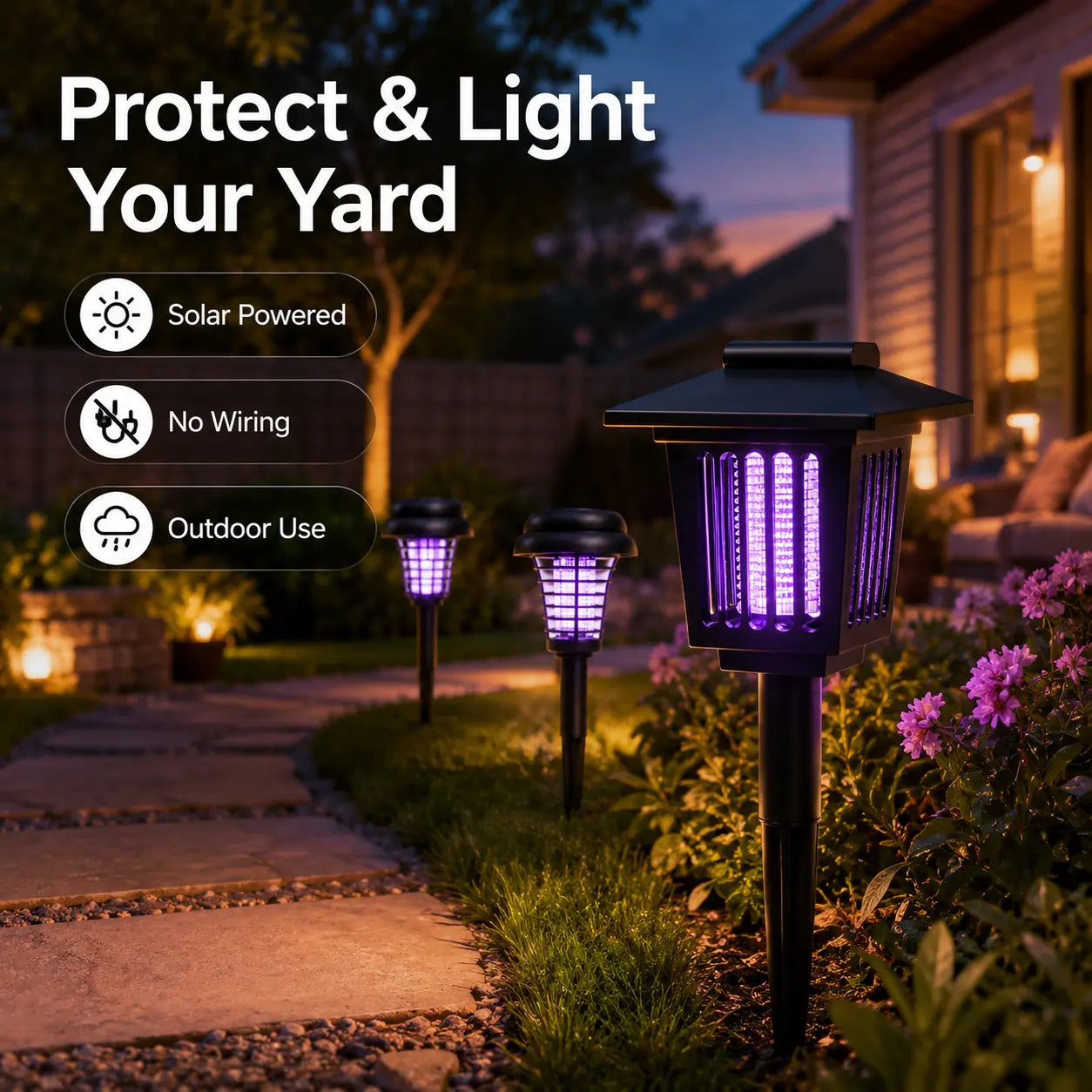 Outdoor-Ready Solar Mosquito Zapper – Yard Light for Garden Display