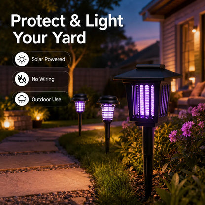 Outdoor-Ready Solar Mosquito Zapper – Yard Light for Garden Display