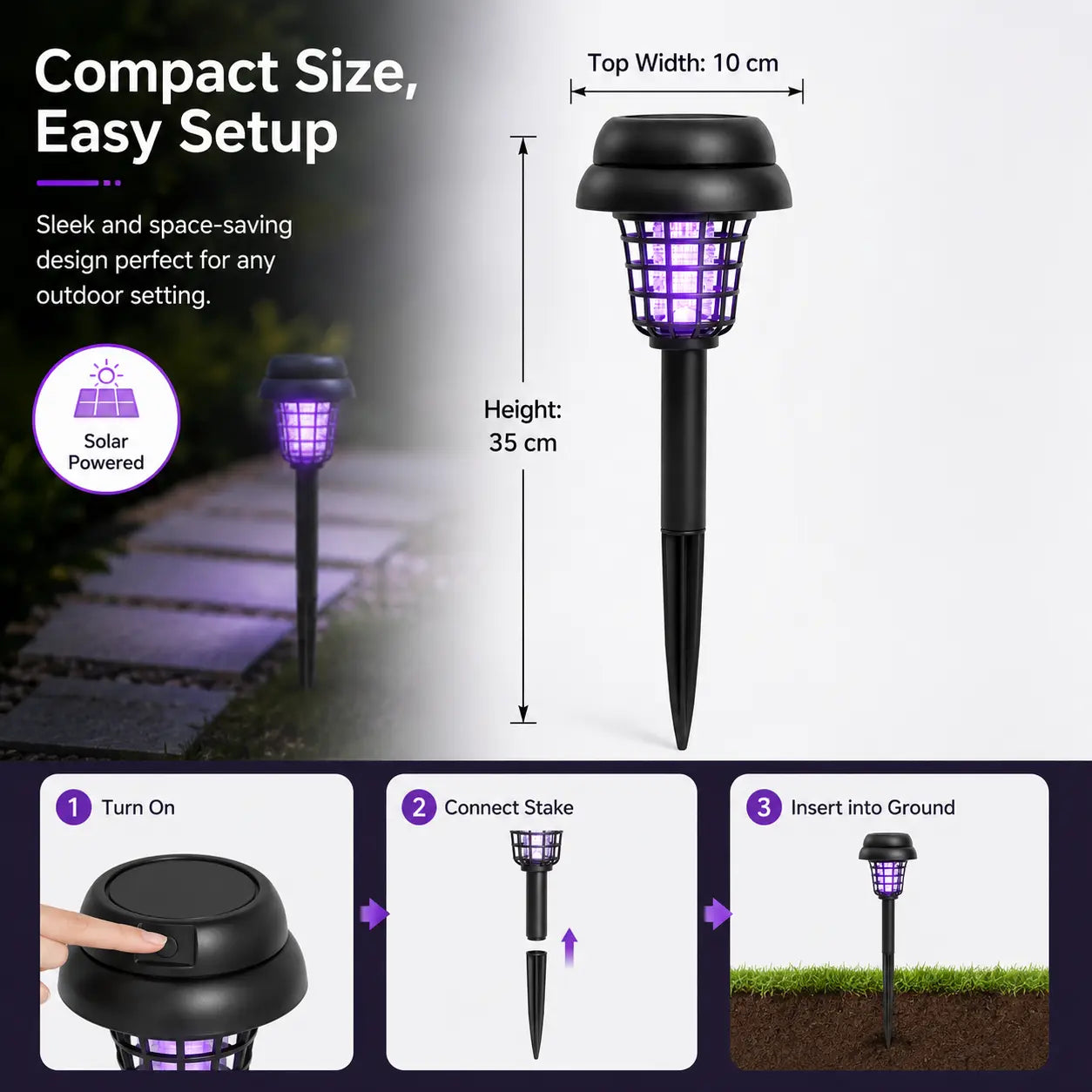 Outdoor-Ready Solar Mosquito Zapper – Yard Light for Garden Display