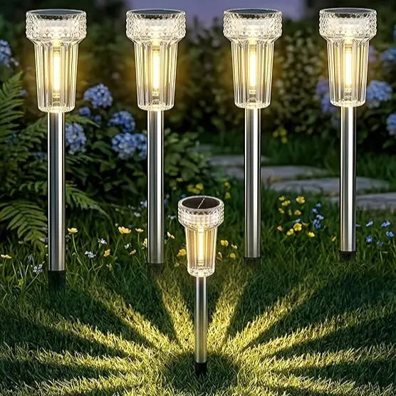 Automatic Solar Pathway Lights with 360° Starburst Glow
