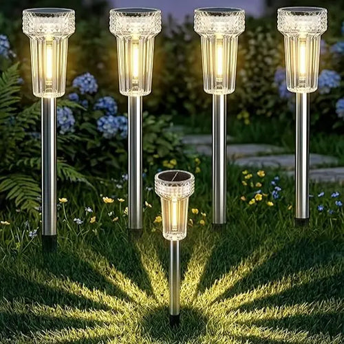 Automatic Solar Pathway Lights with 360° Starburst Glow
