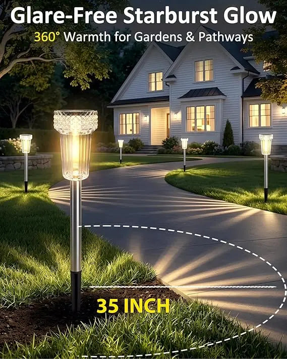 Automatic Solar Pathway Lights with 360° Starburst Glow