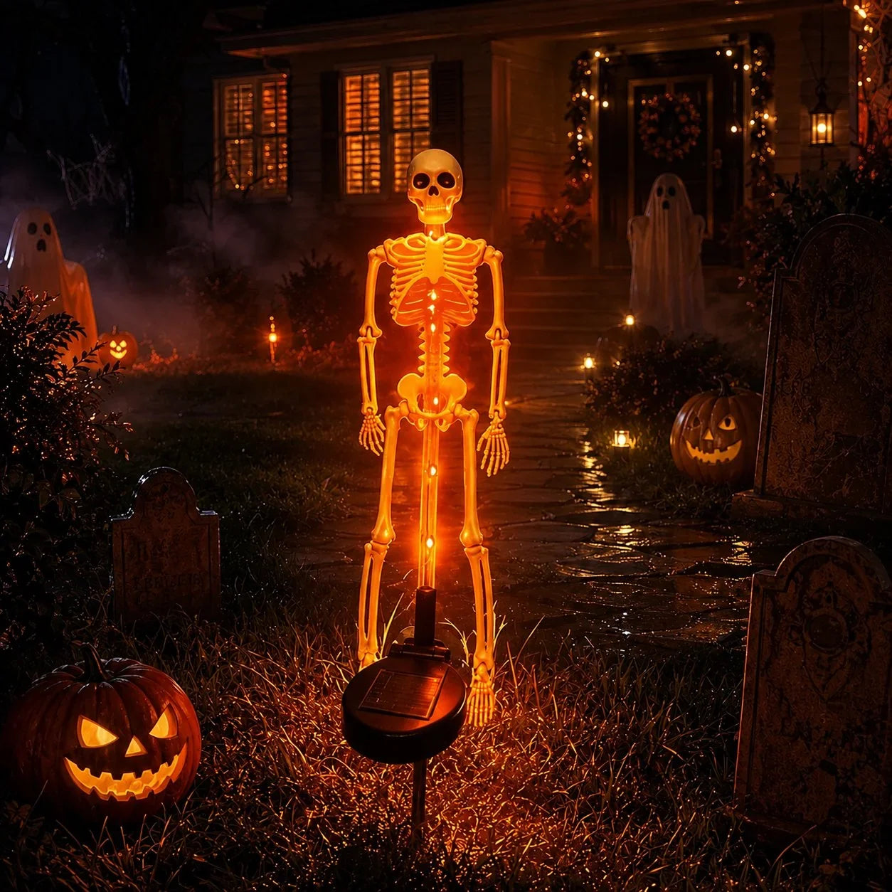 Sun-Powered Skeleton Stake for a Spooky Yard Display