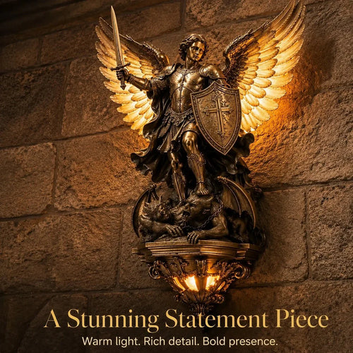 Decorative St. Michael Guardian Angel Wall Light for Focused Lighting